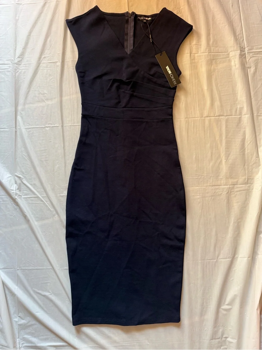 Fashion Nova Navy Midi Sheath Dress